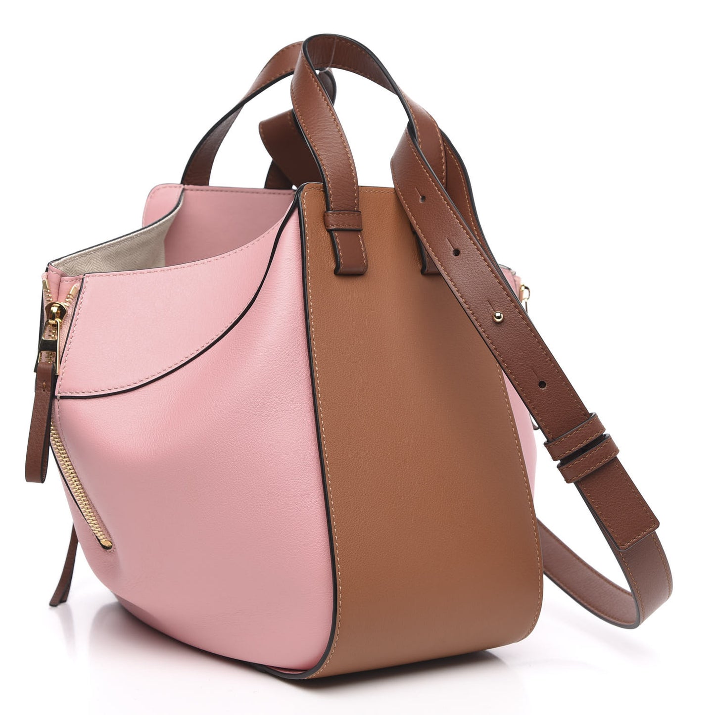 Calfskin Small Hammock Shoulder Bag Pastel Pink Tan