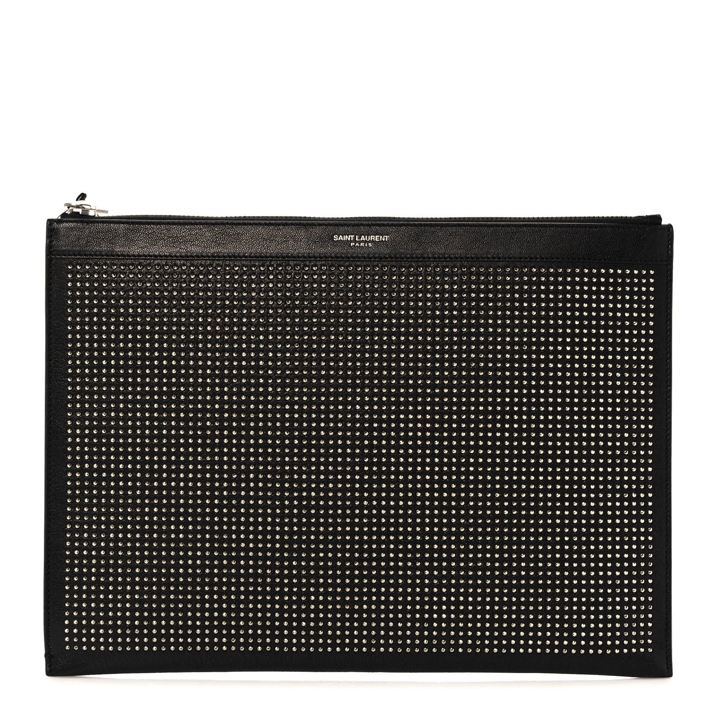 Calfskin Studded iPad Pouch Black