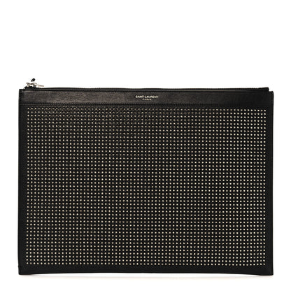 Saint Laurent Calfskin Studded iPad Pouch Black 1 of 10