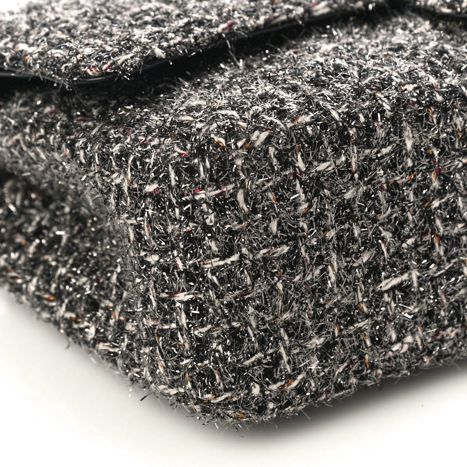 Chanel Metallic Tweed Medium Double Flap Black White 5 of 14