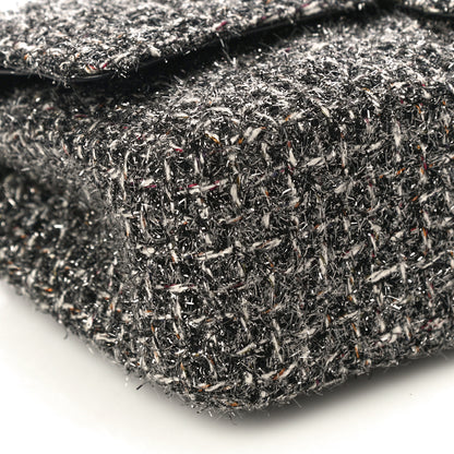 Chanel Metallic Tweed Medium Double Flap Black White 5 of 14