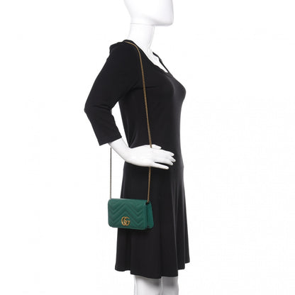 Gucci Calfskin Matelasse GG Marmont Mini Bag Emerald Green 2 of 9