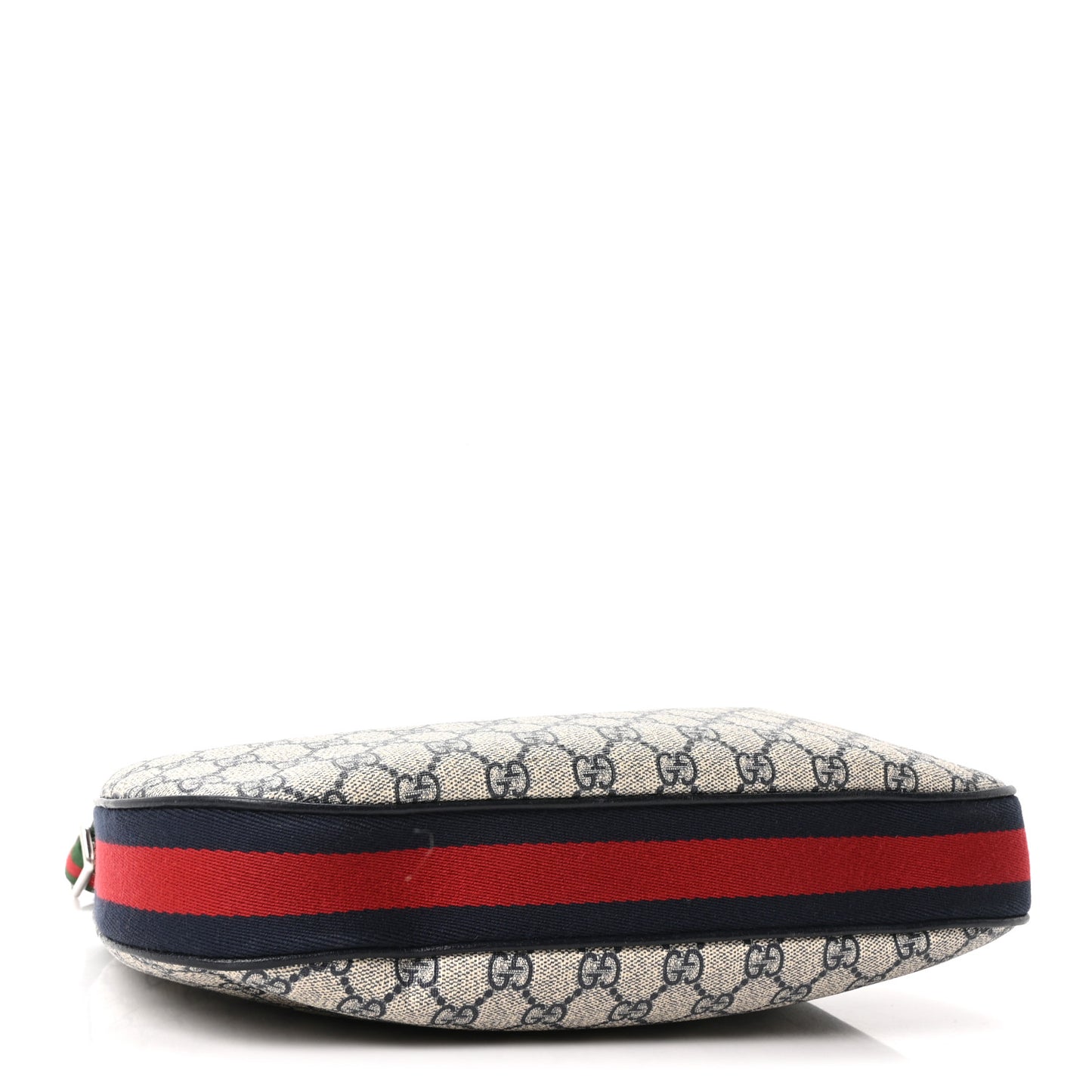 GG Supreme Monogram Textured Calfskin Web Large Attache Shoulder Bag Beige Blue