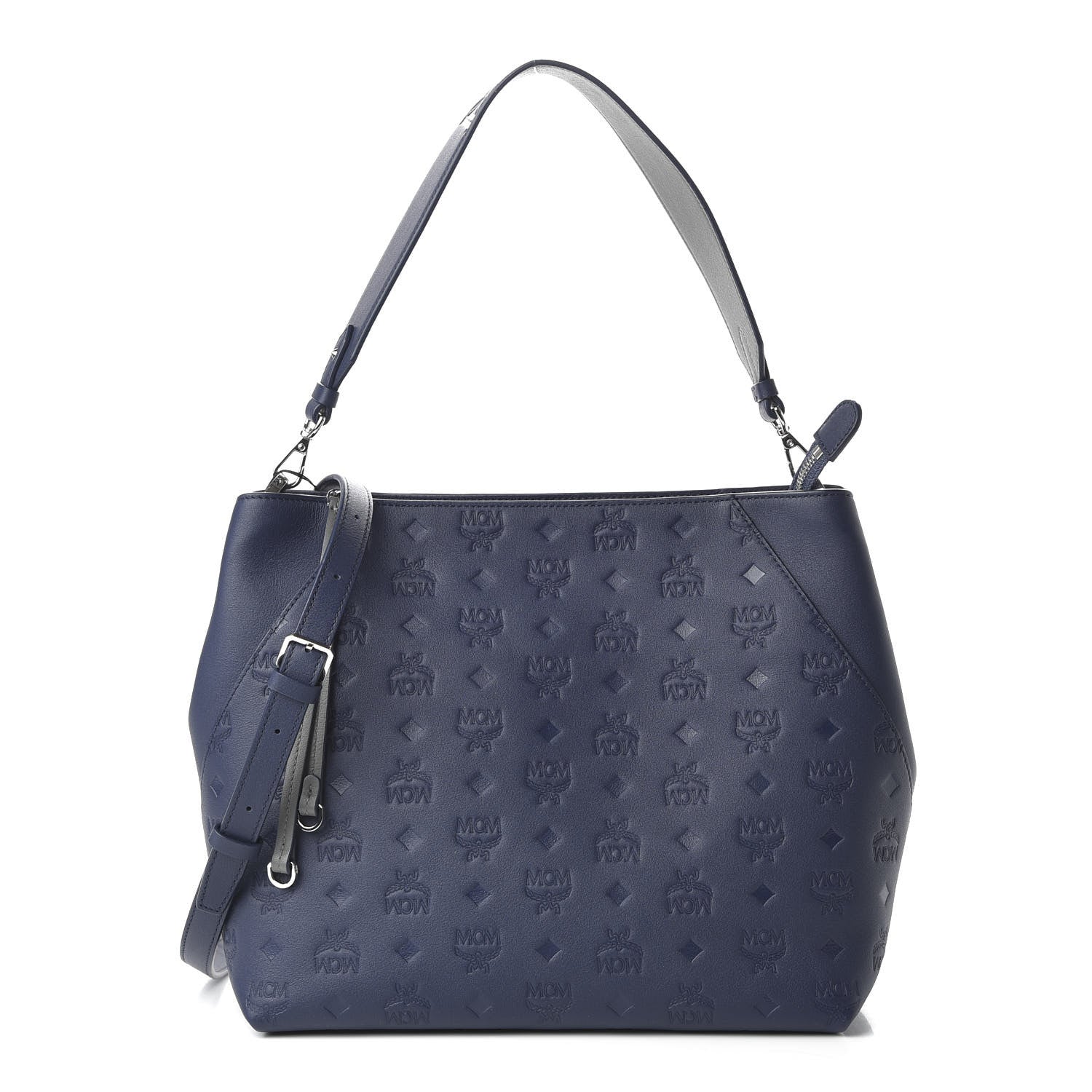MCM Calfskin Ottomar Monogram Medium Klara Hobo Navy Blue 1 of 10