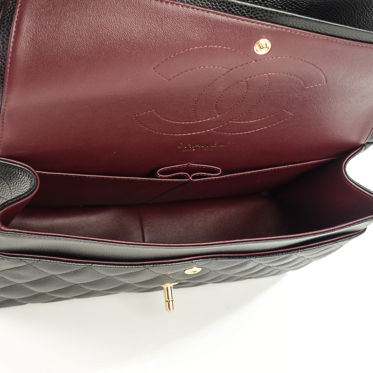 Caviar Quilted Jumbo Double Flap Black