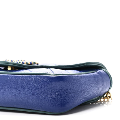 Gucci Azalea Calfskin Enamel Matelasse Diagonal Super Mini Torchon GG Marmont Shoulder Bag Imperial Blue Pavone 10 of 11