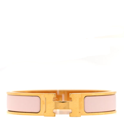 Hermes Enamel Narrow Clic Clac H Bracelet PM Rose Dragee 1 of 5