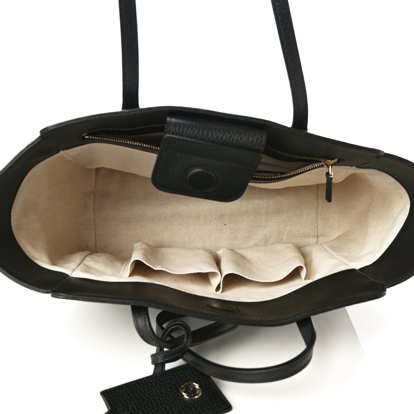 Pebbled Calfskin Small Swing Tote Black