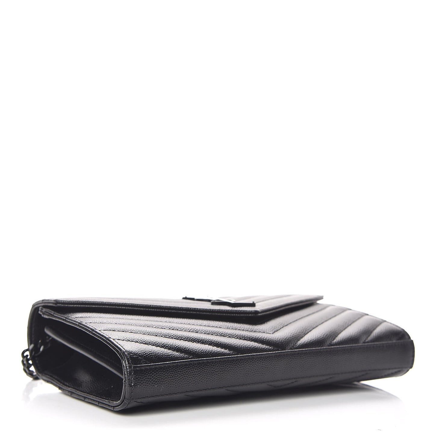 Grain De Poudre Matelasse Chevron Monogram Chain Wallet Black