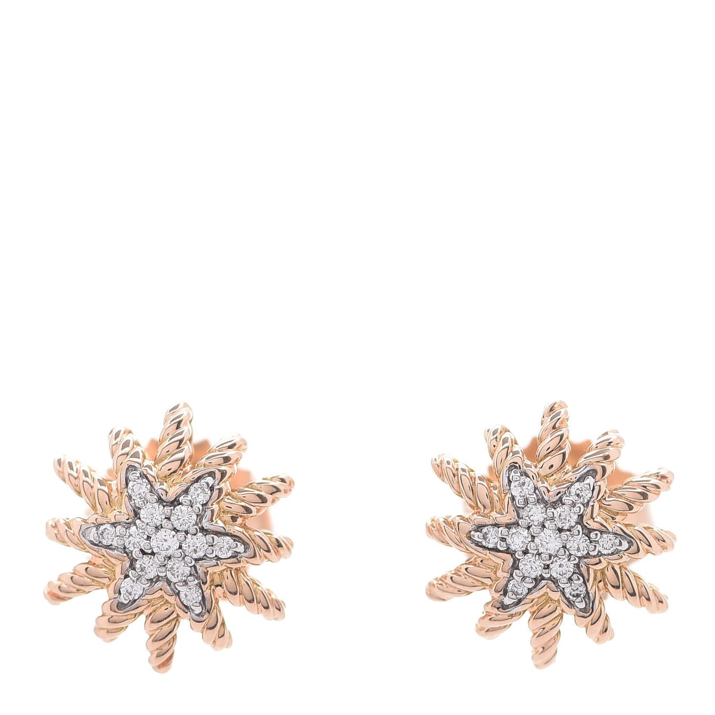 18K Rose Gold Diamond 10mm Starburst Earrings
