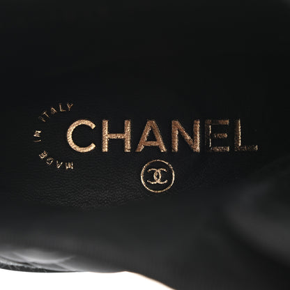 Chanel Fabric Grosgrain Quilted Cap Toe Lace Up Combat Boots 38 Black 7 of 8