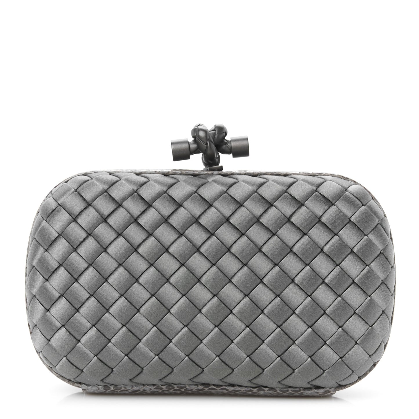 Satin Ayers Intrecciato Knot Clutch Ardoise