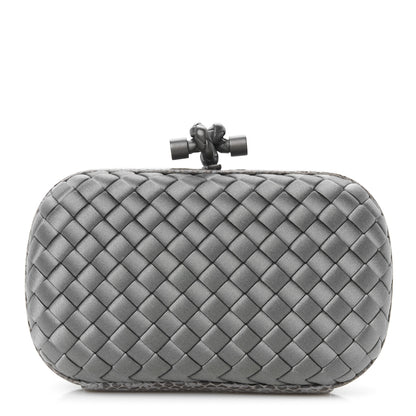 Bottega Veneta Satin Ayers Intrecciato Knot Clutch Ardoise 1 of 7