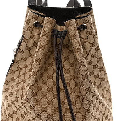 Gucci Monogram Dollar Calfskin O Drawstring Backpack Beige Ebony Testa di Moro Dark Chocolate 7 of 9