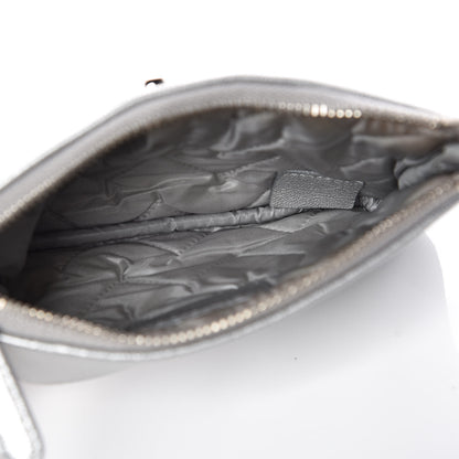 Chanel Metallic Sheepskin Chevron Quilted Small Vintage Mademoiselle Cosmetic Case Silver 7 of 10