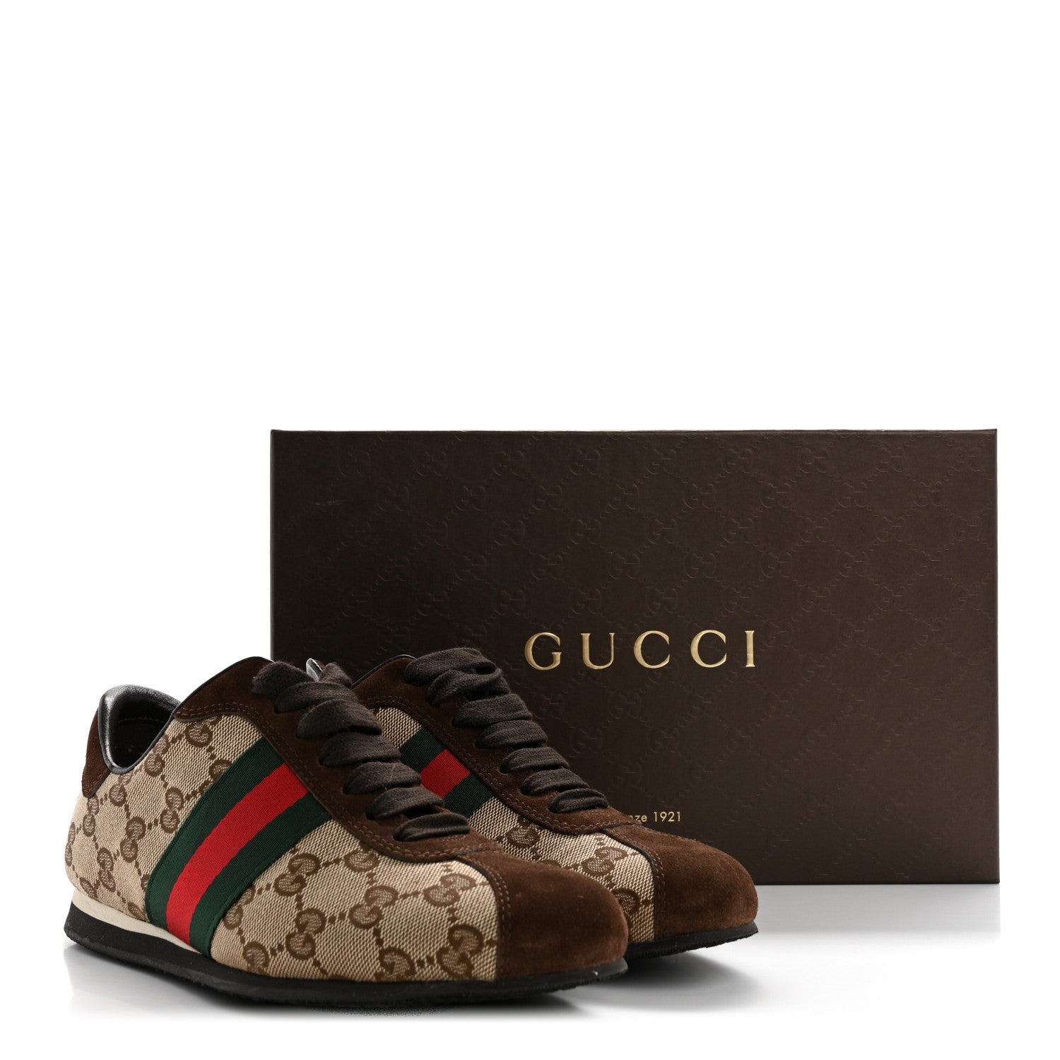 Gucci GG Monogram Suede Vintage Web Womens Sneakers 35.5 Dark Chestnut 10 of 10