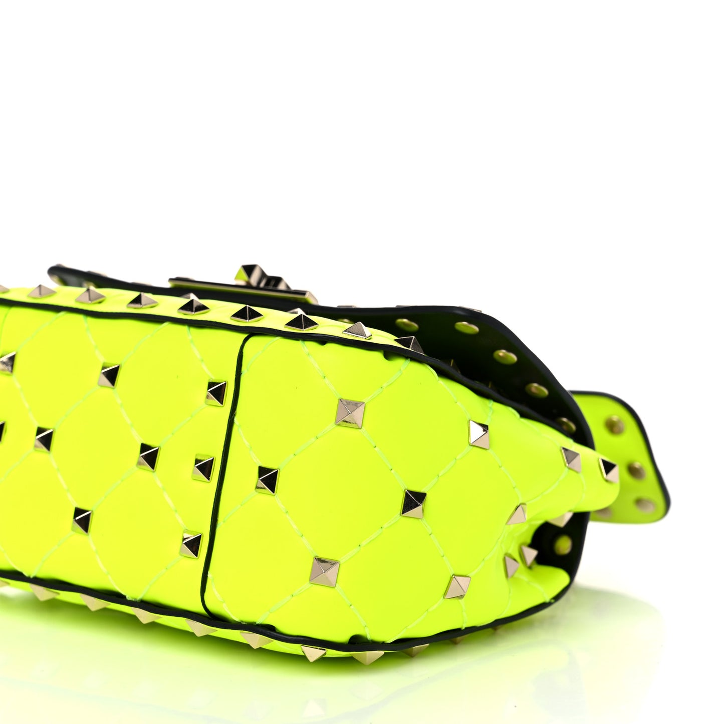Calfskin Micro Rockstud Spike Shoulder Bag Lime