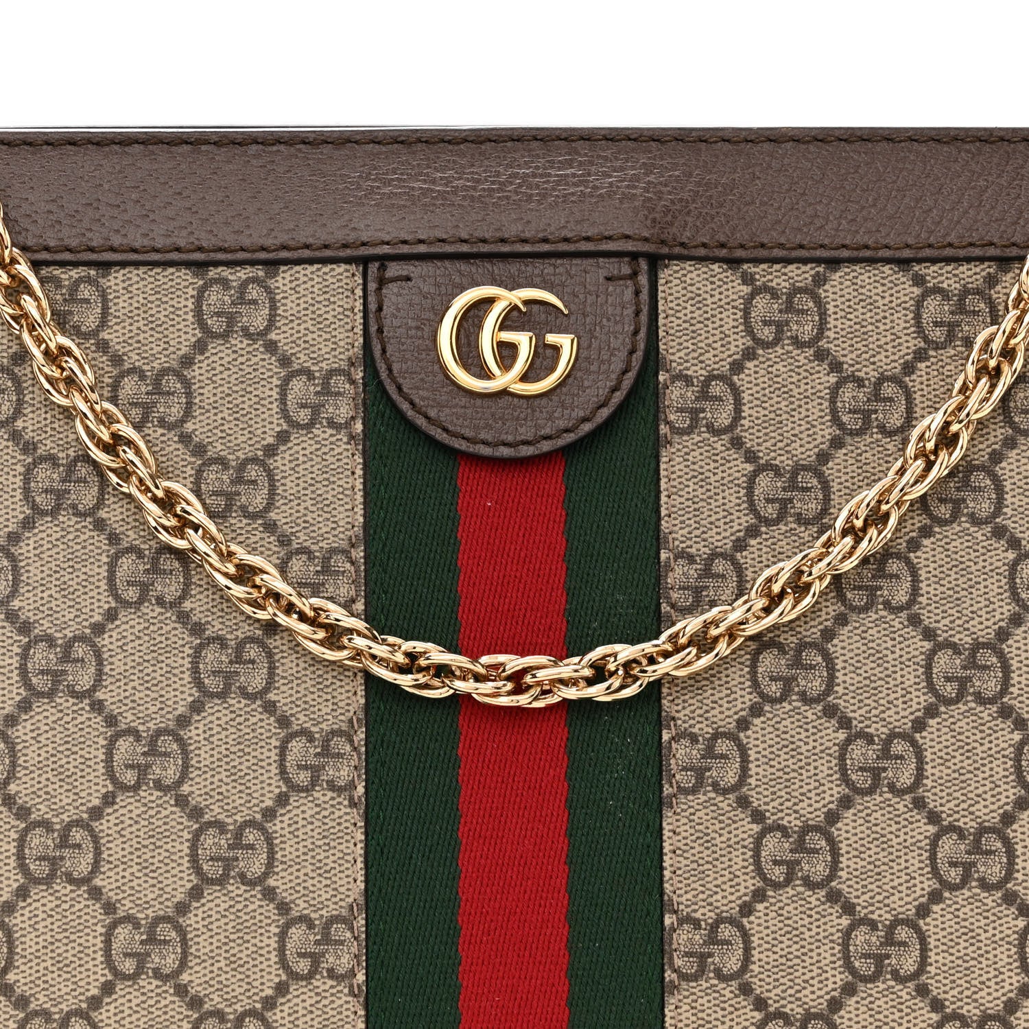 Gucci GG Supreme Monogram Web Medium Ophidia Chain Shoulder Bag Brown 8 of 10