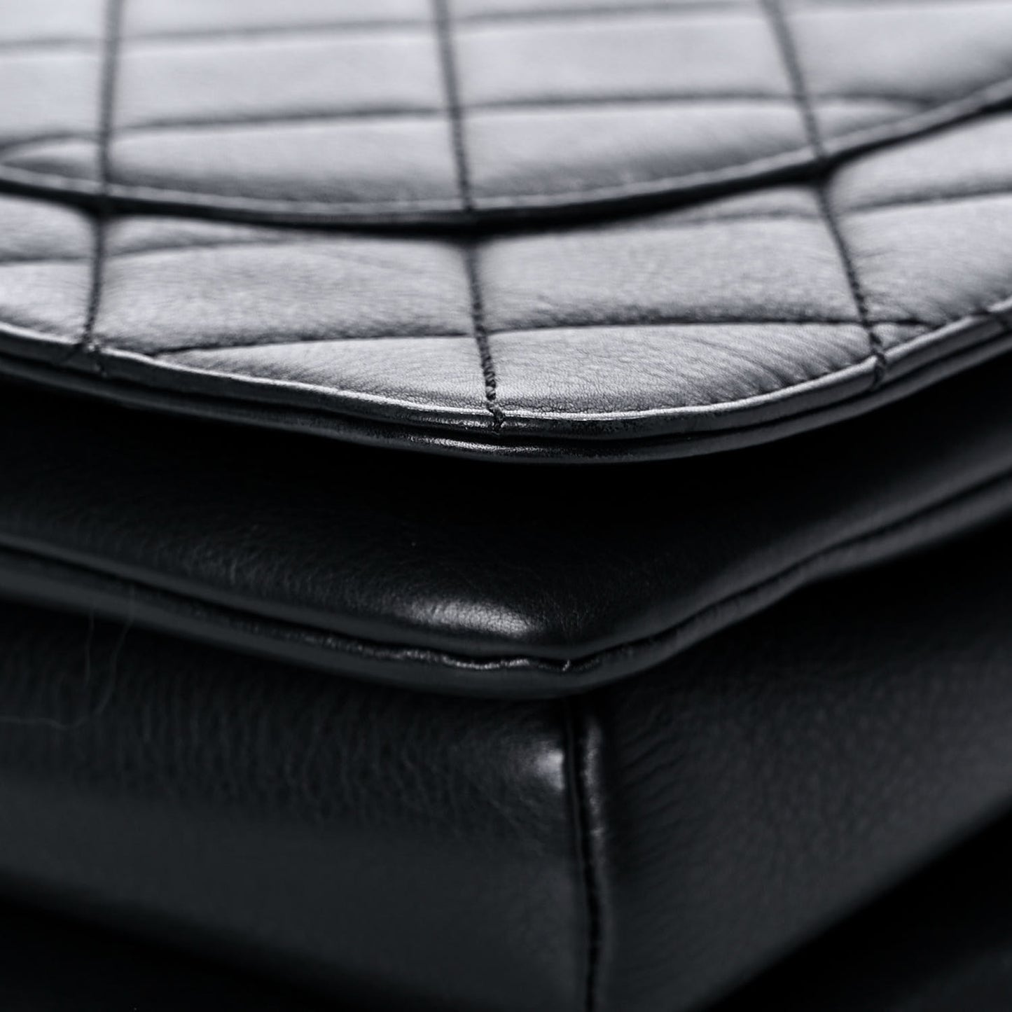 Calfskin Quilted Small Gold Top Handle Flap Black