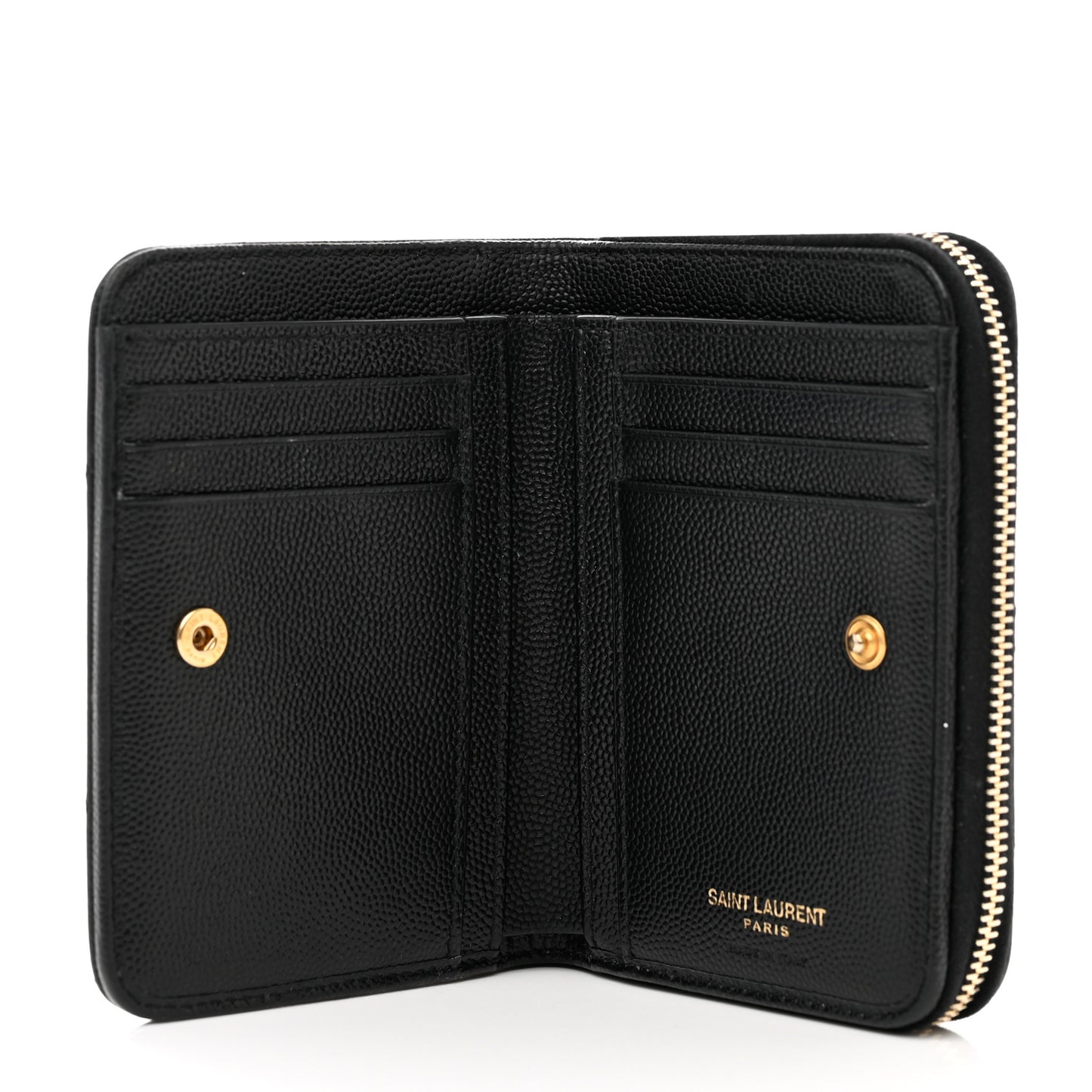 Grain De Poudre Matelasse Chevron Monogram Compact Zip Around Wallet Black