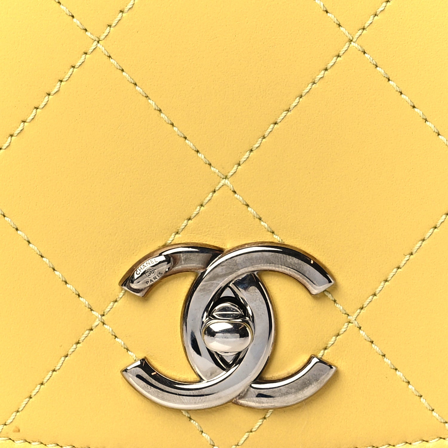 Chanel Calfskin Stitched Small Ring My Bag Flap Crossbody Yellow 8 of 10
