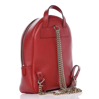 Gucci Pebbled Calfskin Soho Chain Backpack Red 3 of 10