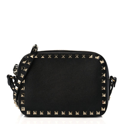 Valentino Garavani Pebbled Calfskin Rockstud Camera Crossbody Bag Black 1 of 9