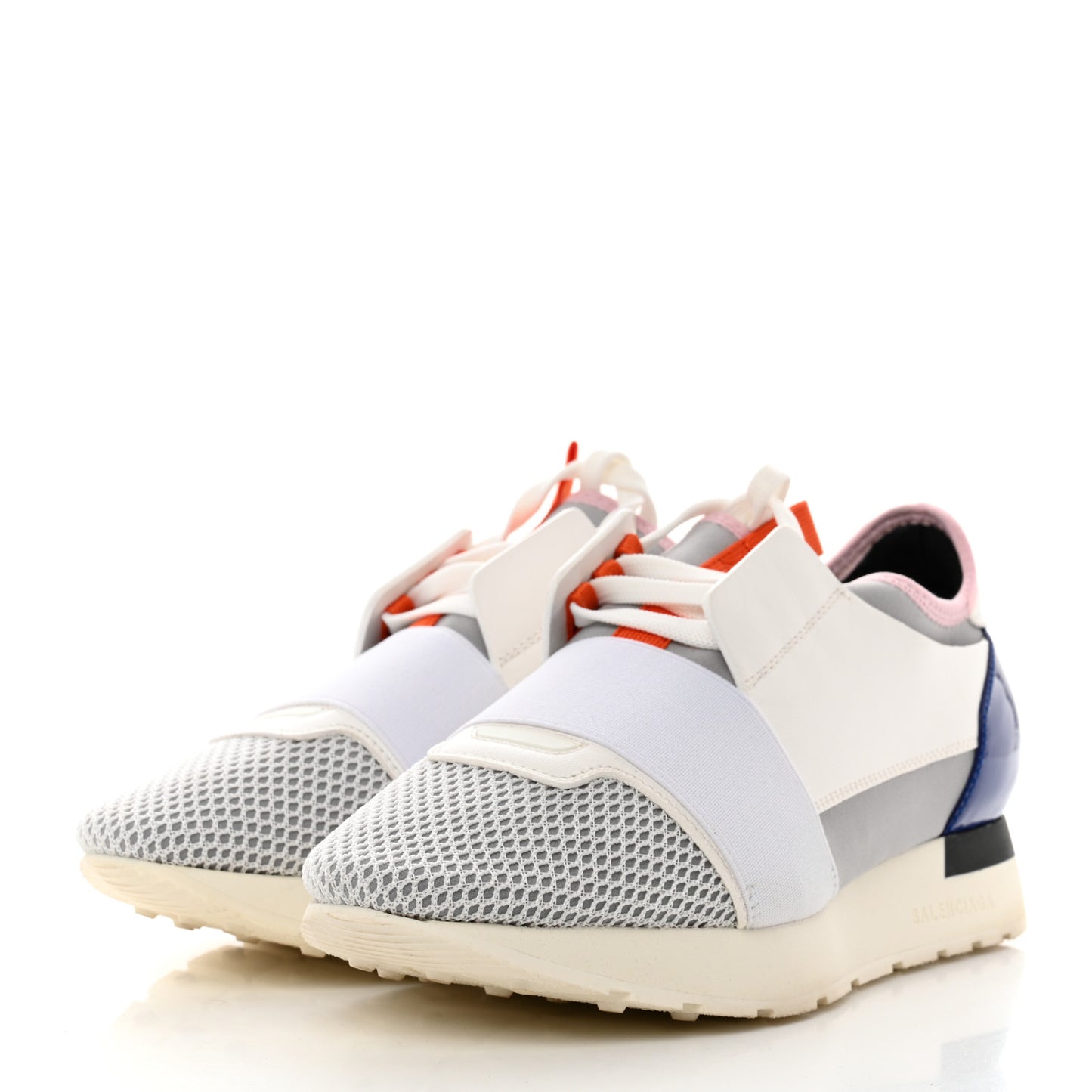 Mesh Calfskin Neoprene Patent Womens Race Runner Sneakers 37 White Multicolor