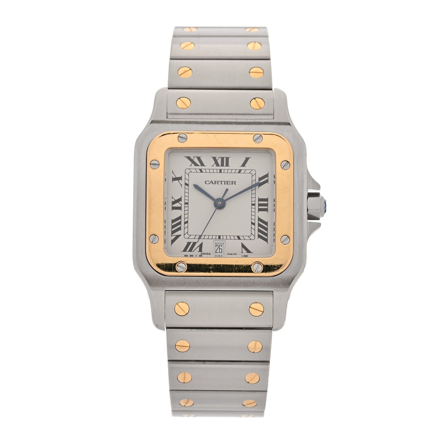 Stainless Steel 18K Yellow Gold 29mm Santos De Cartier Galbee Quartz Watch