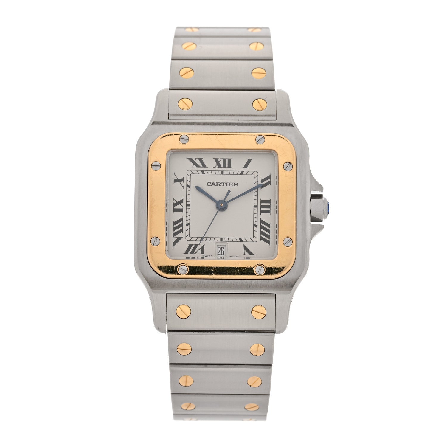 Cartier Stainless Steel 18K Yellow Gold 29mm Santos De Cartier Galbee Quartz Watch 1 of 5