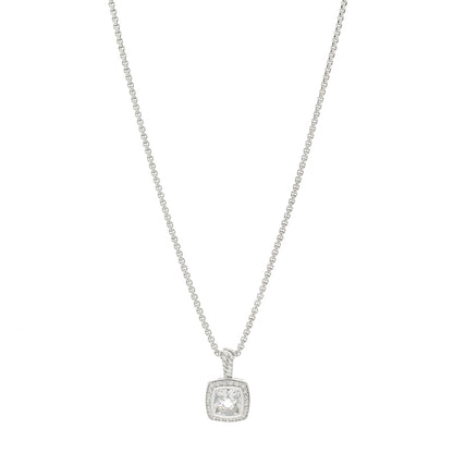 David Yurman Sterling Silver Diamond White Topaz 7mm Petite Albion Pendant Necklace 1 of 5
