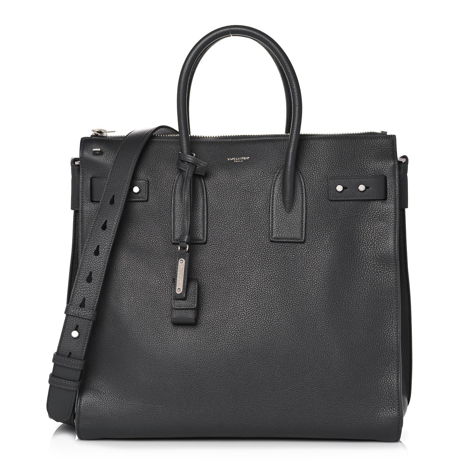 Saint Laurent Grained Calfskin Sac De Jour Souple North South Tote Grey 2 of 13