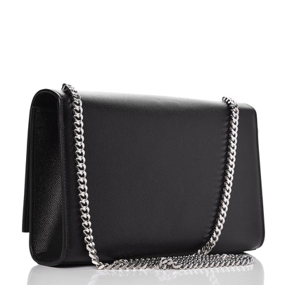 Saint Laurent Grain De Poudre Medium Classic Monogram Kate Satchel Black 3 of 6