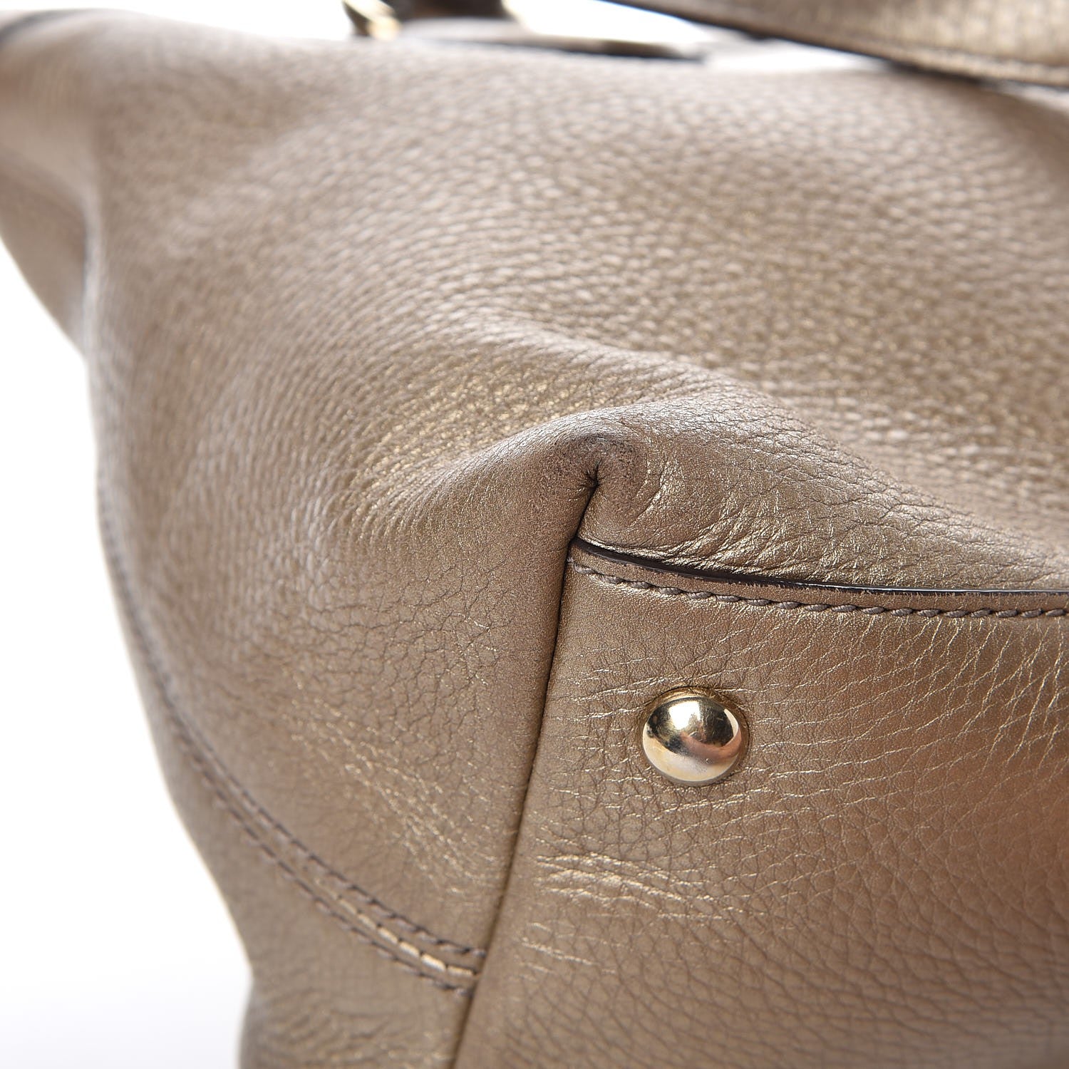 Gucci Metallic Cellarius Calfskin Small Soho Top Handle Satchel Golden Beige 17 of 18