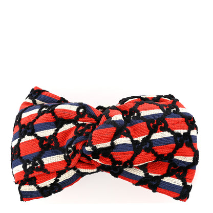 Gucci Cotton Embroidered GG Blend Headband M Blue Red 1 of 5