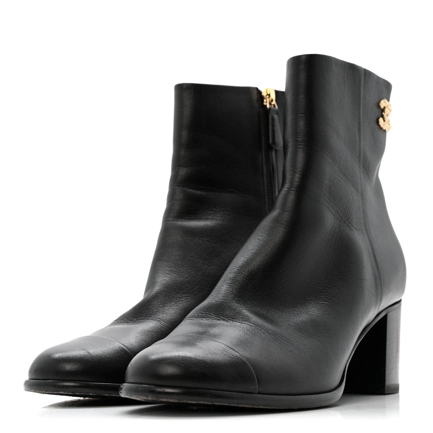 Chanel Calfskin CC Ankle Boots 40 Black 4 of 11