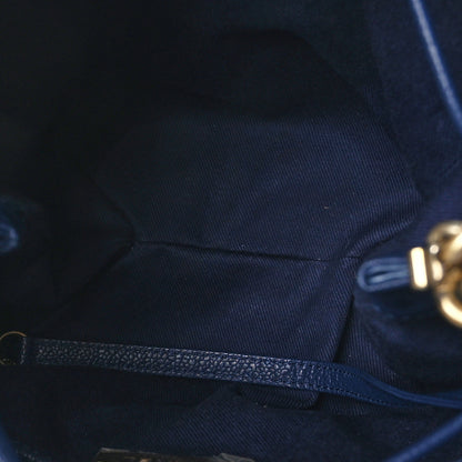 Chanel Grained Calfskin Stitched Small Drawstring Bag Navy 5 of 11