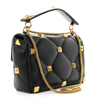 Valentino Garavani Nappa Large Roman Stud Shoulder Bag Black 3 of 11