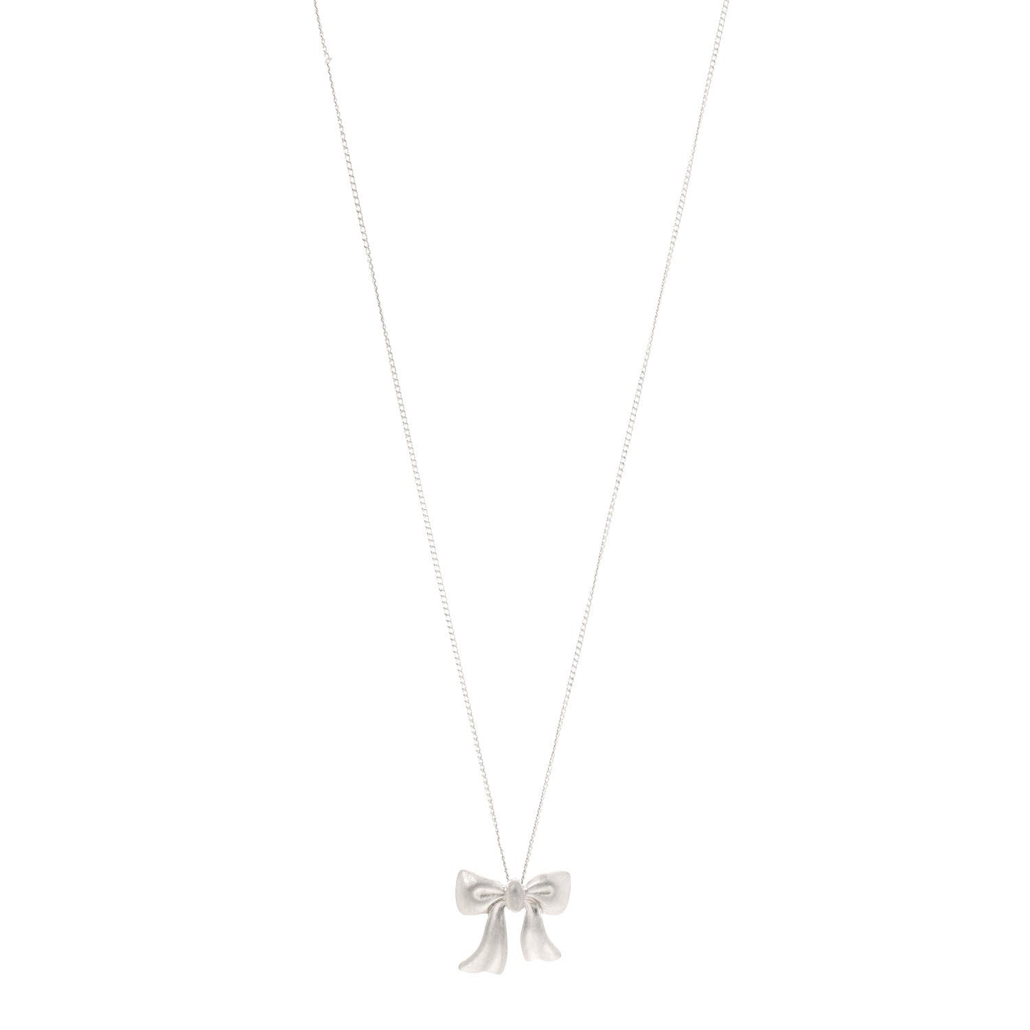 Tiffany Sterling Silver Small Ribbon Pendant Necklace 1 of 7
