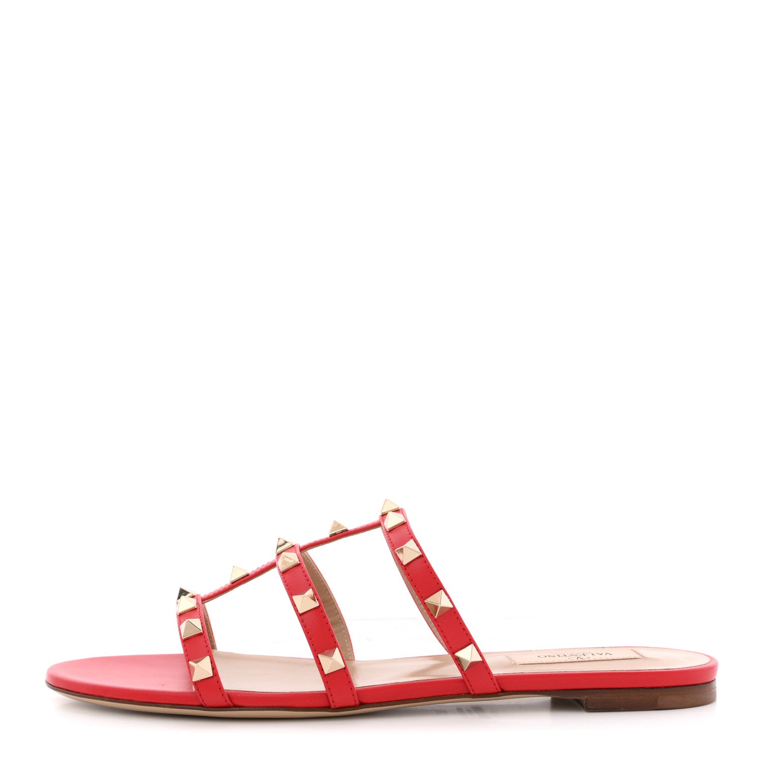 Valentino Garavani Nappa Rockstud Caged Flat Slide Sandals 39