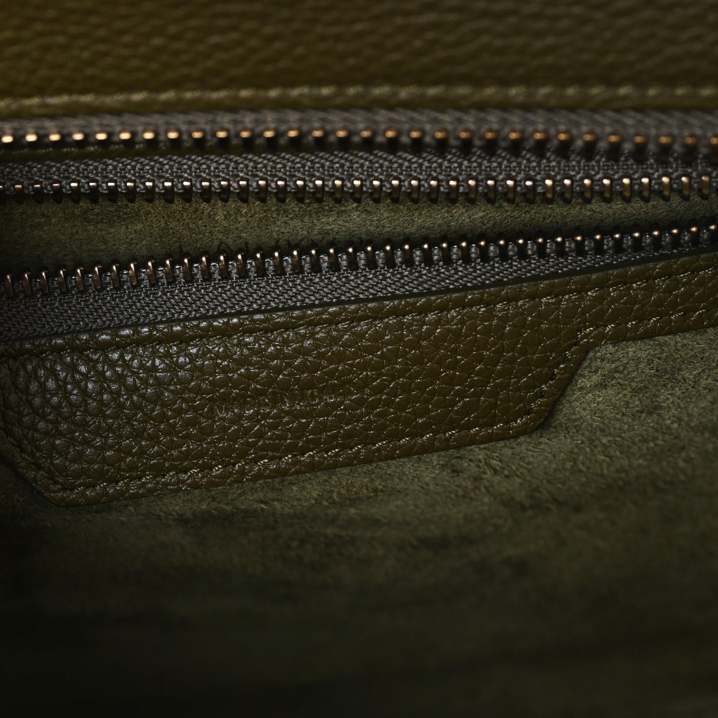 Drummed Calfskin Micro Luggage Dark Olive