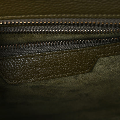 Celine Drummed Calfskin Micro Luggage Dark Olive 6 of 10