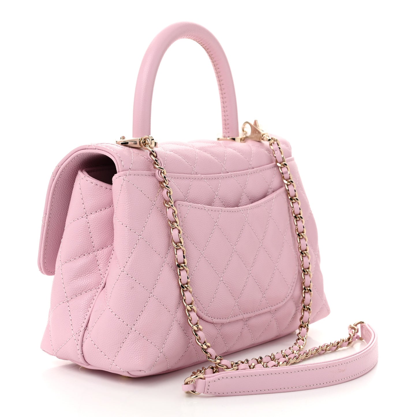 Caviar Quilted Mini Coco Handle Flap Light Pink