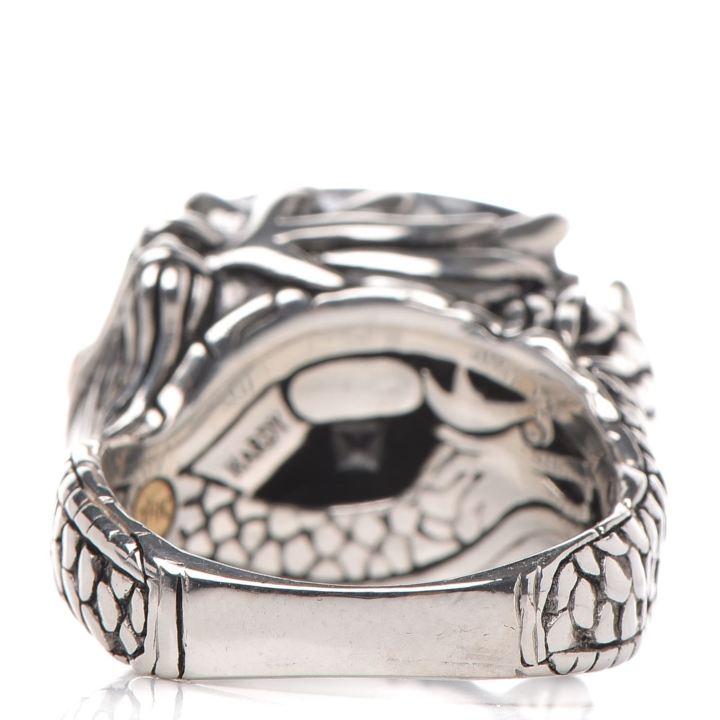 Sterling Silver 18K Yellow Gold Hematite Naga Dragon Head Ring 57 8