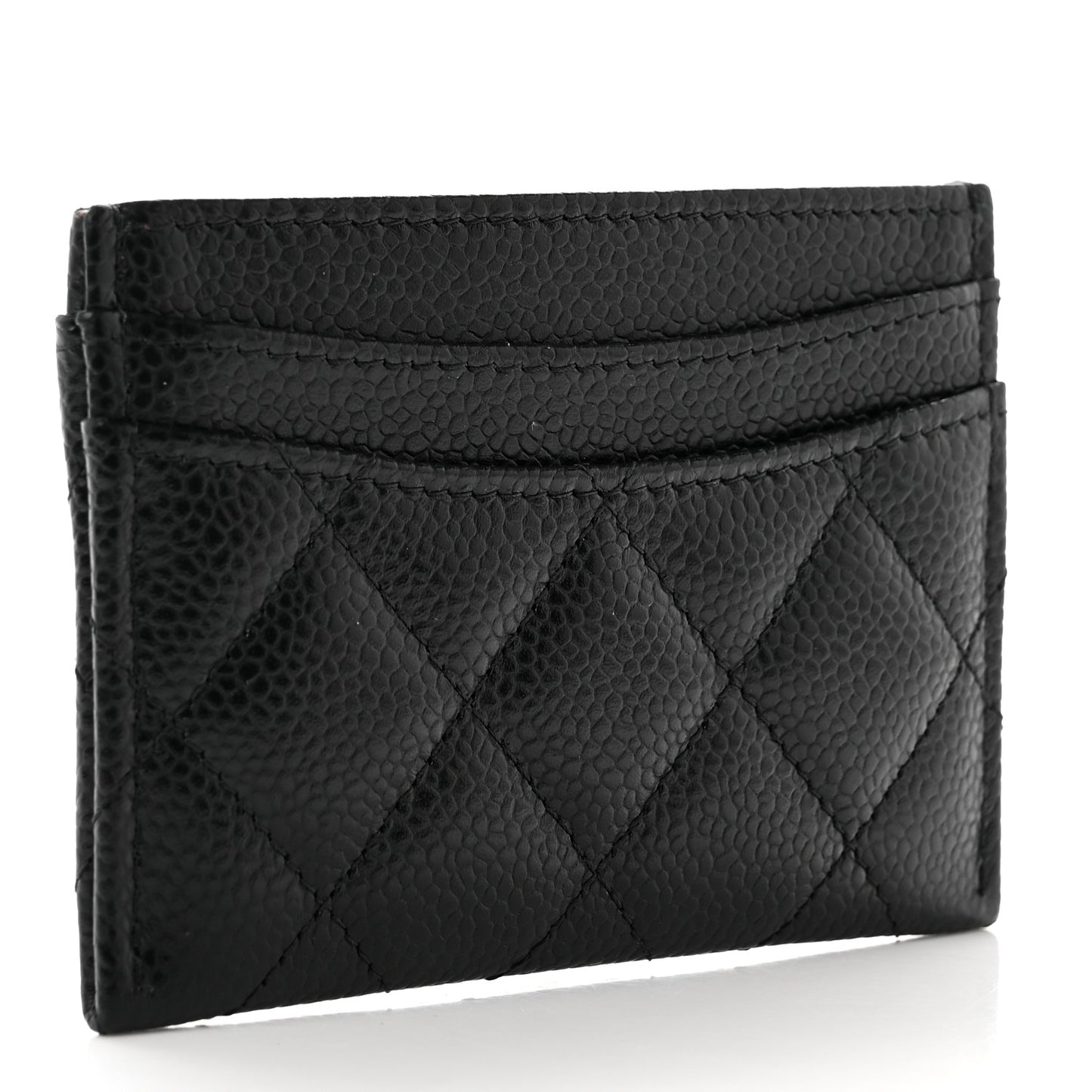 Caviar Quilted Card Holder Black