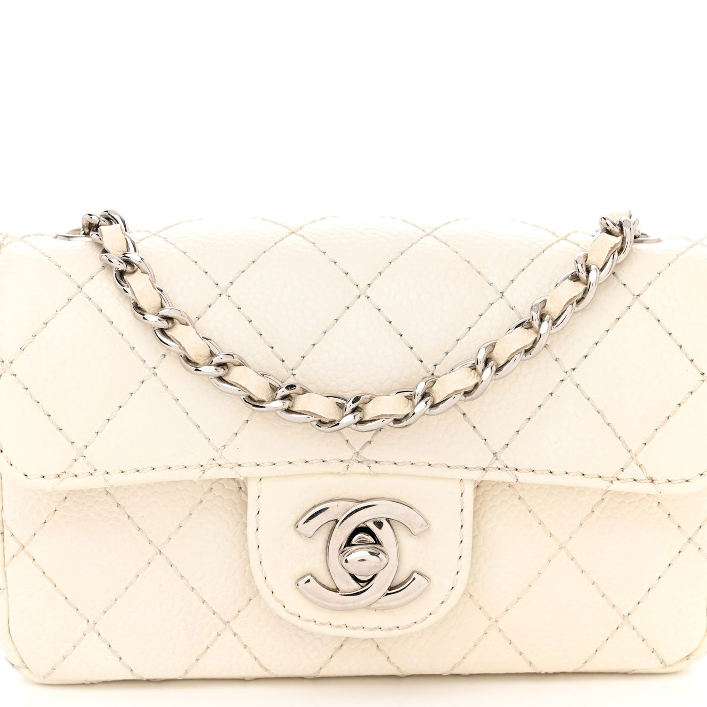 Caviar Quilted Extra Mini Flap White