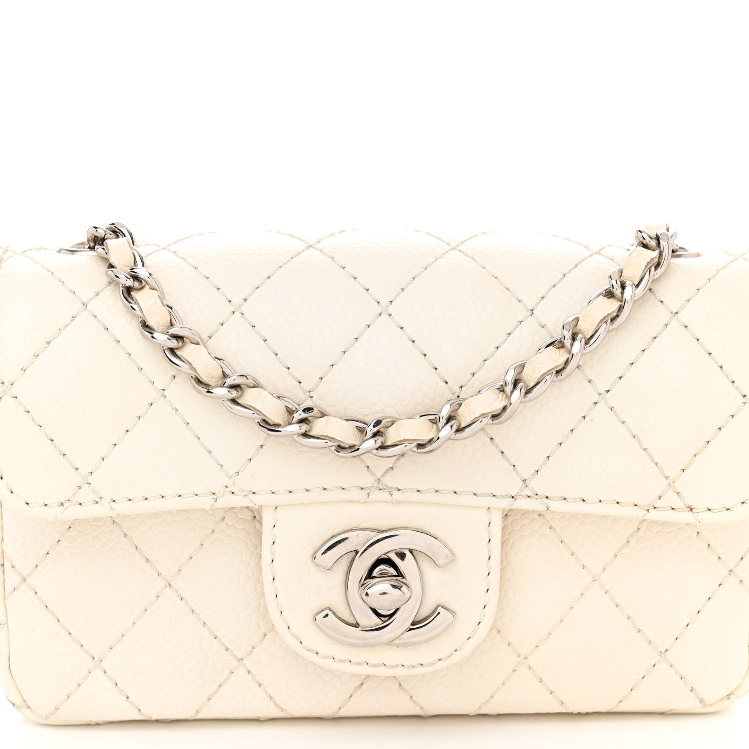Chanel Caviar Quilted Extra Mini Flap White 8 of 11