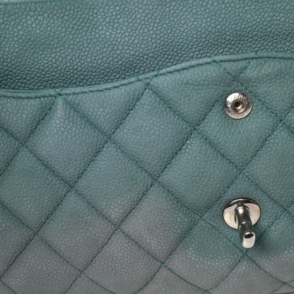 Chanel Iridescent Caviar Quilted Jumbo Double Flap Turquoise 10 of 13