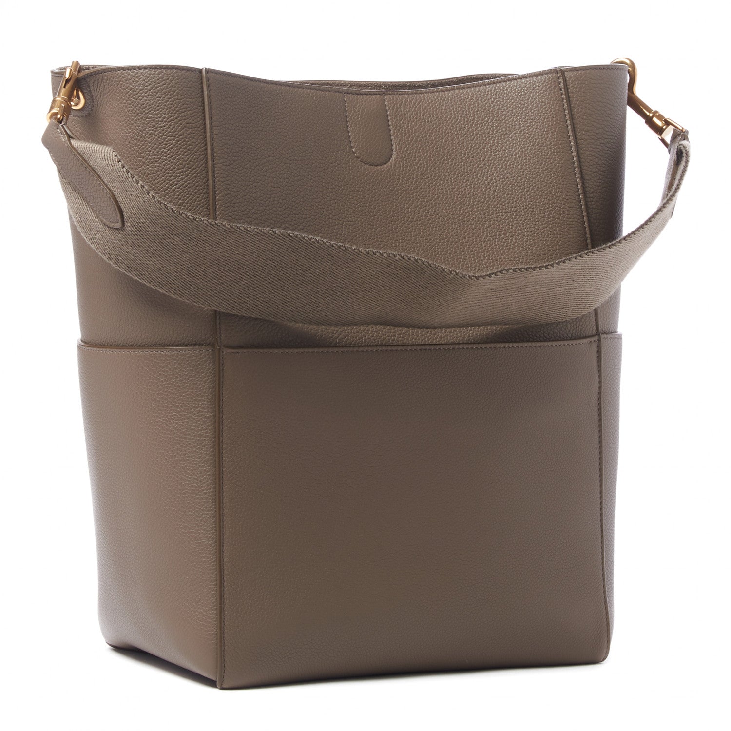 Celine Soft Grained Calfskin Sangle Bucket Bag Taupe 3 of 9