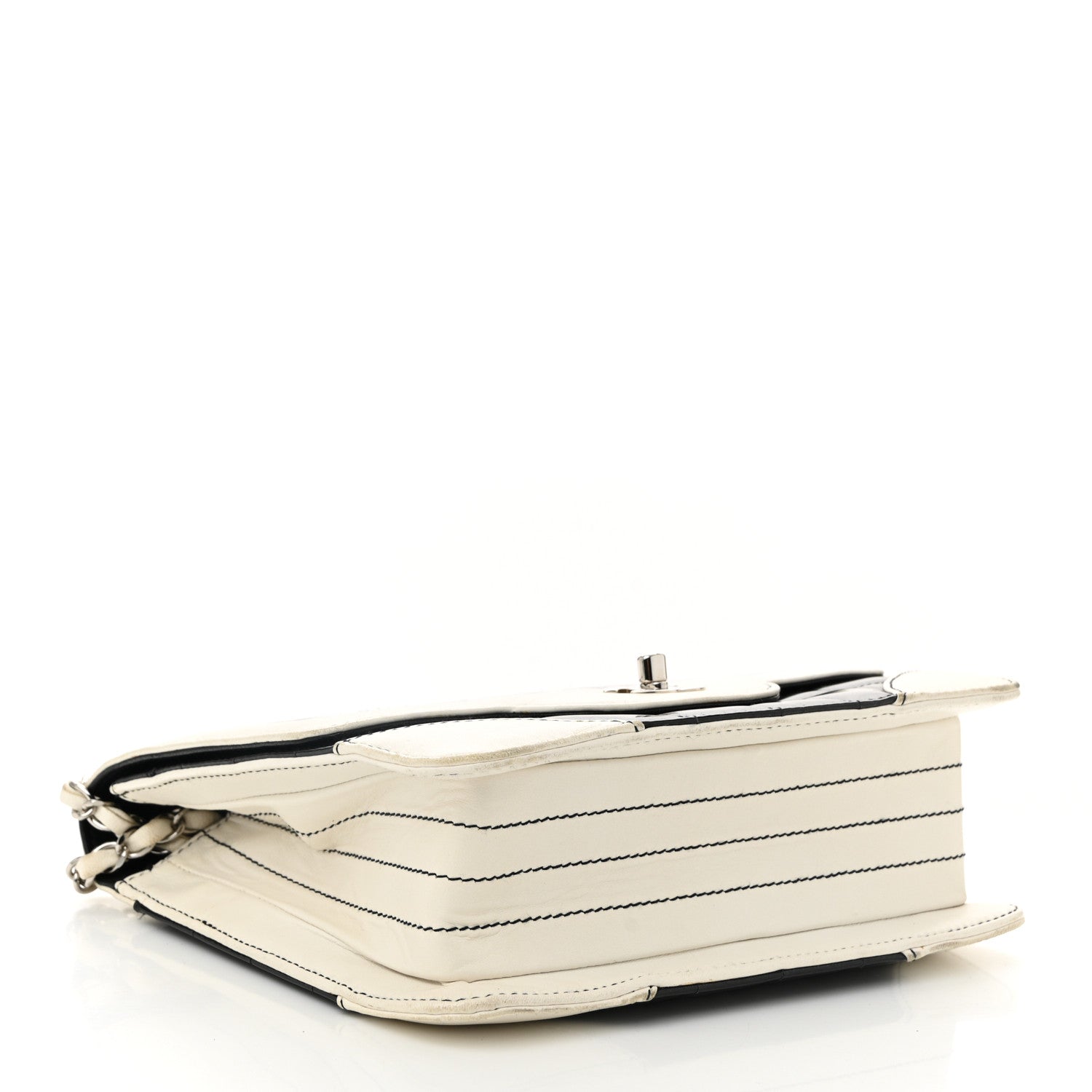 Chanel Lambskin Patent Chocolate Bar Flap Black White 4 of 12